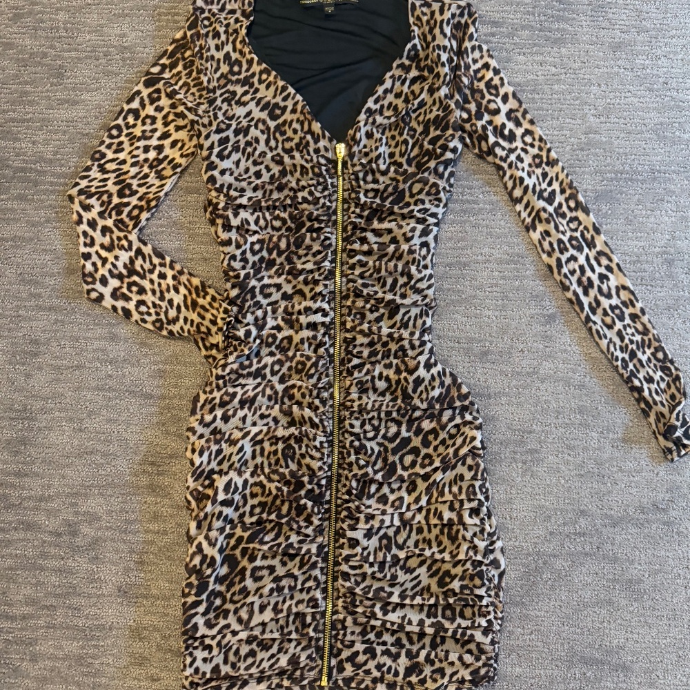 Mini cheetah ruched dress - M
